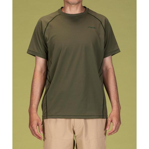 tシャツ 速乾 phenix OUTDOOR(フェニックスアウトドア) メンズ ライン柄 クルーネック半袖Tシャツ (吸水速乾 / 抗菌防臭) メンズ