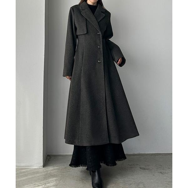 ZOZO問い合わせ番号:86760701ショップ:JUNOAH，ジュノアブランド:Louere，ルエレ商品名:ウエストシェイプフレアチェスターコートカテゴリ:ジャケット/アウター>チェスターコートブランド品番:frvd036-426素...