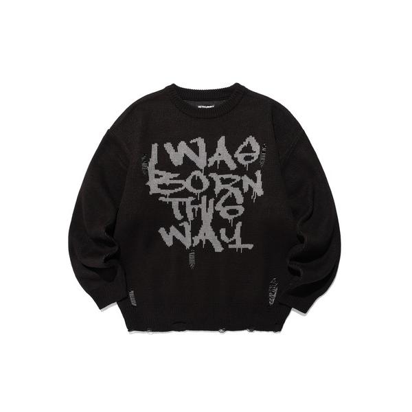 セーター ニット A'GEM/9 × .kom 「ISTKUNST/イストクンスト」 BORN THIS WAY DAMAGED KNIT/ボーンディスウェイニット メンズ レディース
