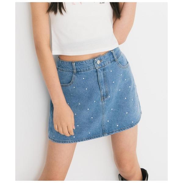 『セール実施中』ZOZO問い合わせ番号:86864520ショップ:ANAP，アナップブランド:ANAP GiRL，アナップガール商品名:【ティーンズライン】ラインストーンデニムスカート（M、Lサイズカテゴリ:スカート>デニムスカートブ...