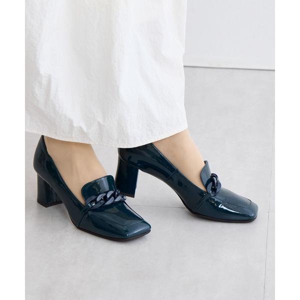 パンプス 「Made in Japan」「撥水」チェーンモチーフヒールローファー/641324