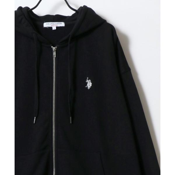 パーカー U.S. POLO ASSN./ユーエスポロアッスン 別注 オーバーサイズ 裏毛 ロゴ ワンポイント刺繍 スウェット ジップアップパーカー/長袖 トップス フル…