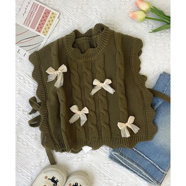 『タイムセール実施中』ZOZO問い合わせ番号:86943205ショップ:aimoha，アイモハブランド:aimoha，アイモハ商品名:【aimoha-KIDS-】リボン付きニットベストカテゴリ:トップス>ベストブランド品番:moced...