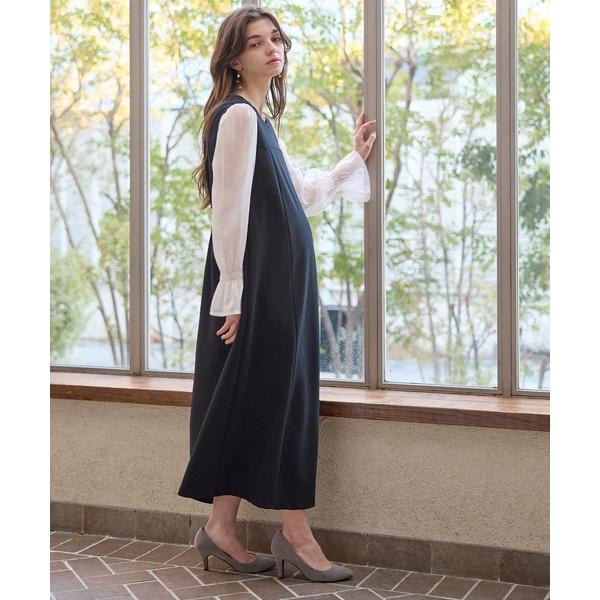 マタニティ シフォンスリーブ ストレッチジョーゼットワンピース/セレモニー（マタニティ/授乳服）授乳口付き 授乳楽々 妊婦服 産前・産後対応