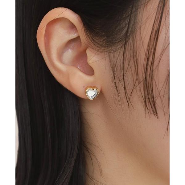 ピアス 「WEB限定」“Moment”ハートストーンピアス/クリア/サージカルステンレス（金属アレルギー対応）「LHME / エルエイチエムイー」