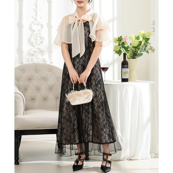 『タイムセール実施中』ZOZO問い合わせ番号:87287495ショップ:Lace Ladies，レースレディースブランド:Lace Ladies，レースレディース商品名:【2点セット】ボウタイ シアー ボレロ付き 総レース ワンピースカテゴ...