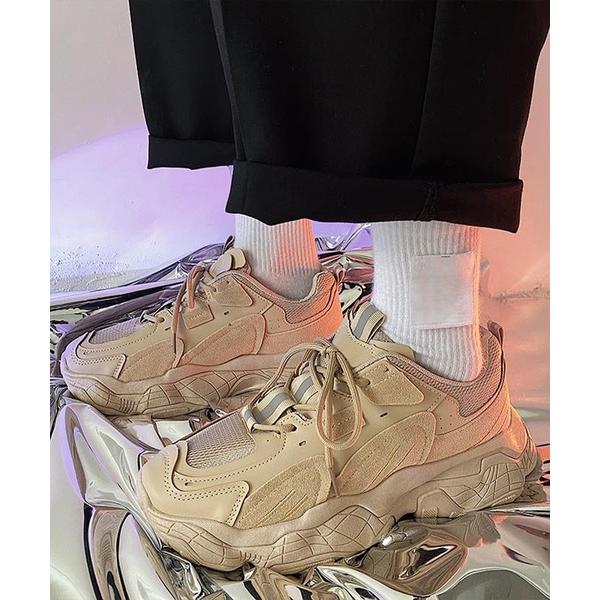 スニーカー 「shoes365」パッチワーク凹凸感厚底スニーカー メンズ