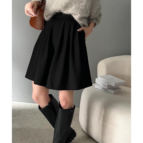 パンツ ボリュームフロントタックキュロットパンツ レディース