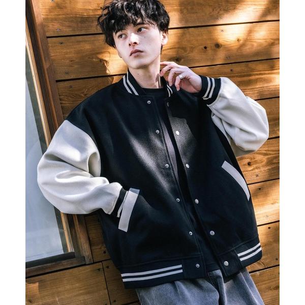 AMI PARIS メルトン袖レザー スタジャン AMI PARIS メルトン袖レザー スタジャン