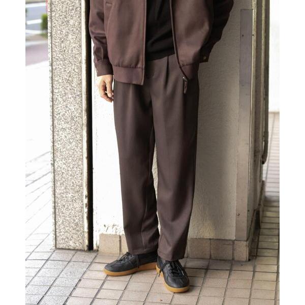 パンツ ウールライクダブルタックテーパードパンツ メンズ