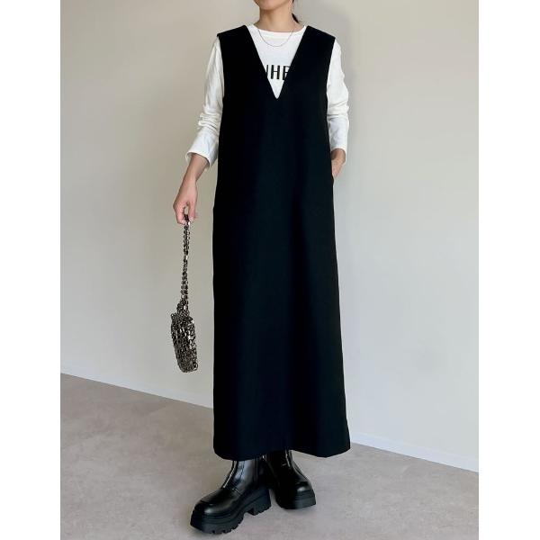 『タイムセール実施中』ZOZO問い合わせ番号:87852279ショップ:Re:EDIT，リエディブランド:Re:EDIT，リエディ商品名:[低身長サイズ有]前後2WAYポケット付き微起毛ツイルVネックジャンパースカートカテゴリ:ワンピース/...