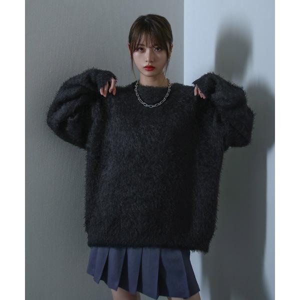 セーター ニット クルーネック アソート シャギー ニット / モヘアライク アソート デザイン ニット メンズ レディース