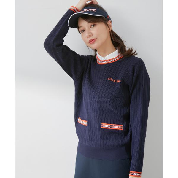 『タイムセール実施中』ZOZO問い合わせ番号:88222495ショップ:ROPE'，ロぺブランド:JUN&amp;ROPE'，ジュンアンドロペ商品名:ミニケーブル柄プレート使い長袖プルオーバーカテゴリ:トップス>ニット/セーターブラン...