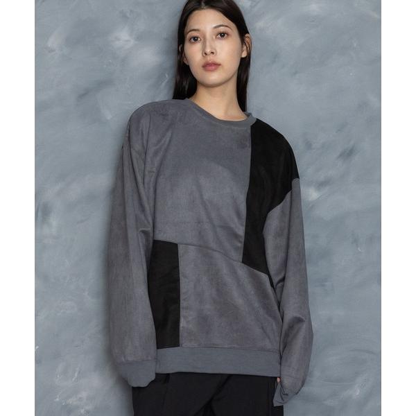 トレーナー スウェット faux suede switching design cutsew/スウェードタッチ 切り替えデザイン カットソー メンズ レディース