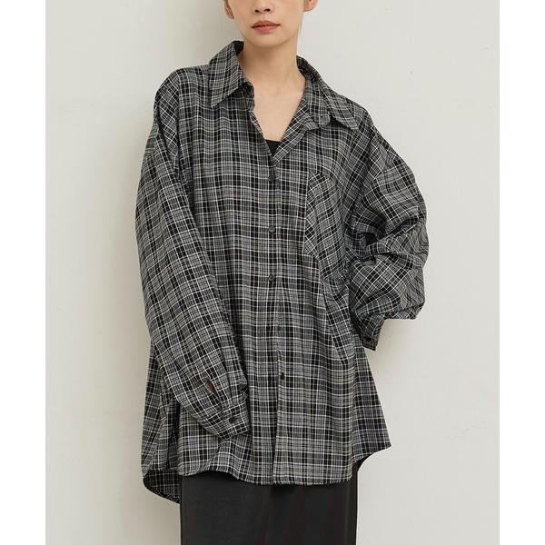 ブラウス シャツ オーバーサイズチェックシャツ レディース