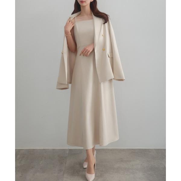 『タイムセール実施中』ZOZO問い合わせ番号:88468730ショップ:JUNOAH，ジュノアブランド:CENEA，セネア商品名:【選べる】金ボタンテーラードジャケット(ゆったりシルエット)＋キャミワンピース セット（フレア／Iライン／マー...