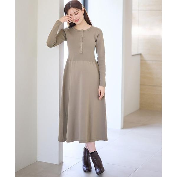 ZOZO問い合わせ番号:88502795ショップ:cross marche，クロスマルシェブランド:Rosemadame，ローズマダム商品名:リングドットリブニットフレアワンピース(マタニティ＆授乳服）授乳口付き 授乳楽々 妊婦服 産前・産...