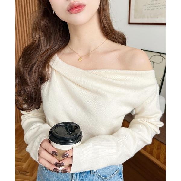 『セール実施中』ZOZO問い合わせ番号:88597613ショップ:moment+，モーメントプラスブランド:moment+，モーメントプラス商品名:【累計販売枚数2万枚突破！】12Gワンショルドレープリブニットプルオーバー(ワンショルニット...