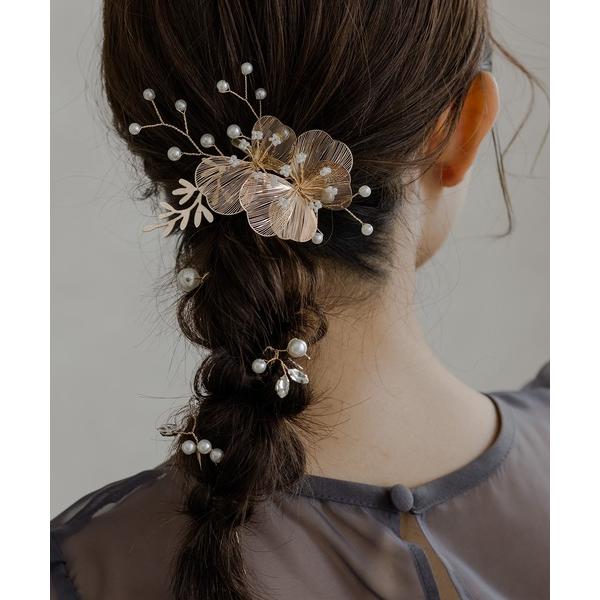 ヘアピン 透かしフラワー＆パールヘアピンセット