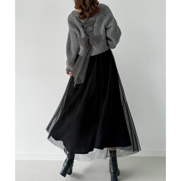 『タイムセール実施中』ZOZO問い合わせ番号:88837145ショップ:JUNOAH，ジュノアブランド:JUNOAH，ジュノア商品名:[高身長サイズMT/低身長サイズS有り]レースアップチュールリボンニット＋チュールキャミワンピース　set...