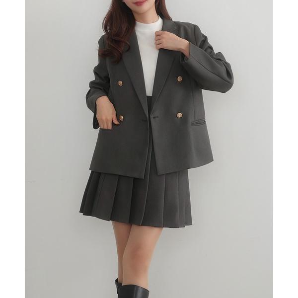 『タイムセール実施中』ZOZO問い合わせ番号:88939457ショップ:JUNOAH，ジュノアブランド:CENEA，セネア商品名:金ボタンテーラードジャケット＋プリーツミニスカート(インナーパンツ付き） setカテゴリ:ジャケット/アウター...