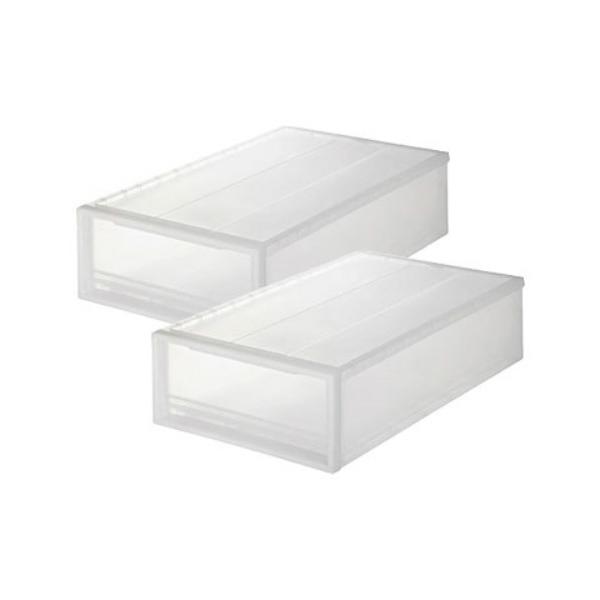 ZOZO問い合わせ番号:88939865ショップ:無印良品，ムジルシリョウヒンブランド:無印良品，ムジルシリョウヒン商品名:【２個セット】ポリプロピレン　衣装ケース　　小　約幅４０×奥行６５×高さ１８ｃｍカテゴリ:インテリア>収納グッ...