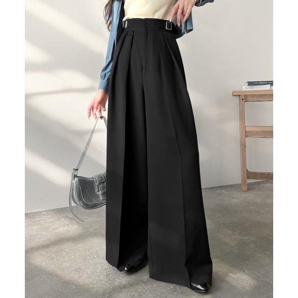 『セール実施中』ZOZO問い合わせ番号:88939995ショップ:Classical Elf，クラシカルエルフブランド:classicalelf，クラシカルエルフ商品名:上品なシルエットの優秀パンツ♪サイドベルトハイウエスト2タックワイドパ...