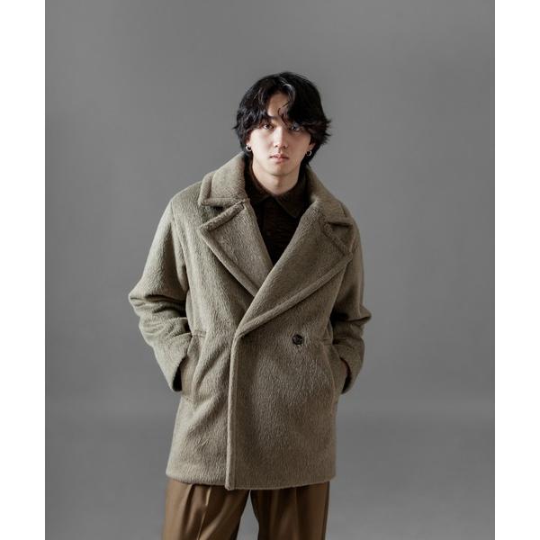 pコート ピーコート 「White Line」 シャギー ハーフ コート メンズ レディース
