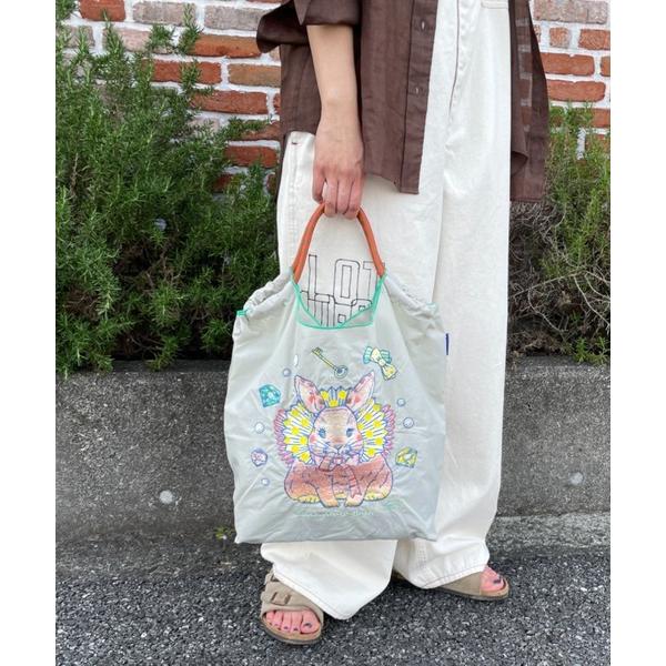 トートバッグ 大きめ 「BALL＆CHAIN/ボールアンドチェーン」 D.M.RABBIT 刺繍デザインナイロントートバッグ レディース