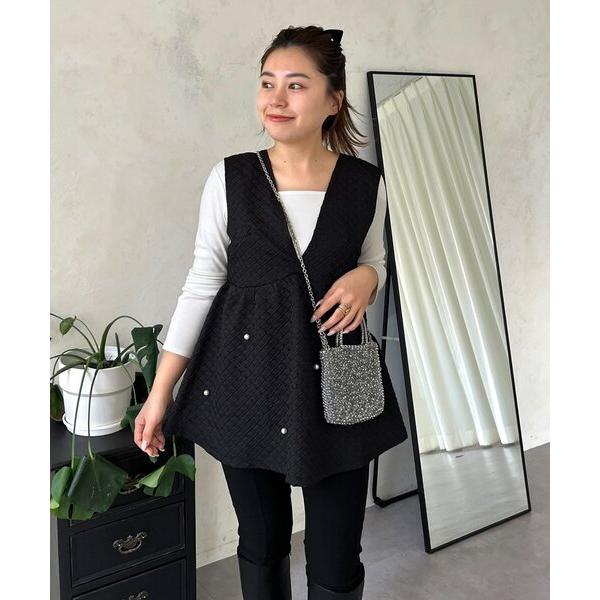 『タイムセール実施中』ZOZO問い合わせ番号:89501859ショップ:prose verse，プロズヴェールブランド:prose verse，プロズヴェール商品名:【MOMO】深Vネックパールペプラムベストカテゴリ:トップス>ベスト...