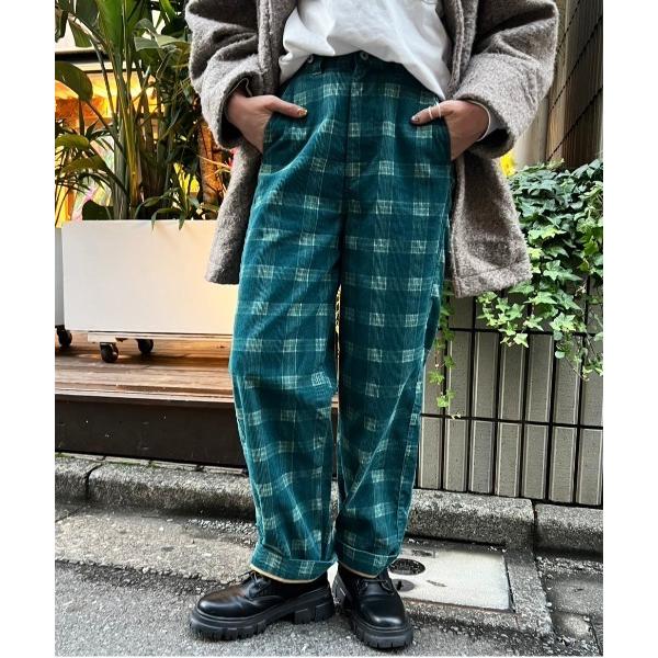 パンツ コーデュロイ コーデュロイチェックプリントボーイズパンツ レディース メンズ