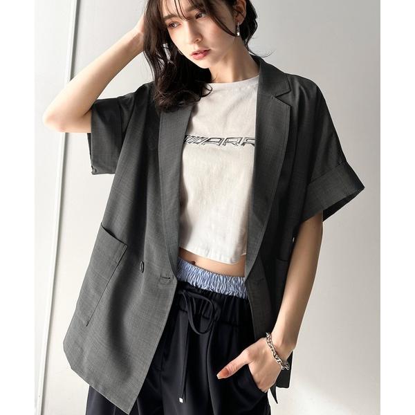 ri_aʕ•ﻌ•`ʔさま専用☆ICEフレンチスリーブジャケット セットアップ対応商品】ストレッチツイルフレンチスリーブ