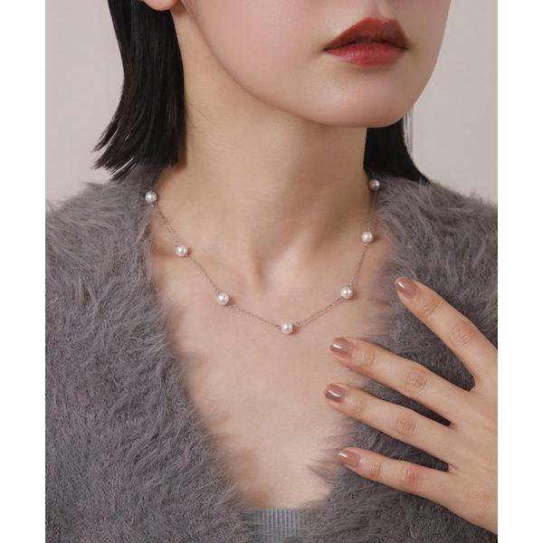 ネックレス 「WEB限定」“MELLOW”パールステーションネックレス/ステンレススティール「LHME / エルエイチエムイー」 レディース メンズ