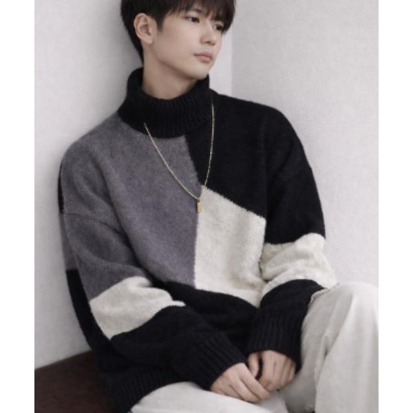 『セール実施中』ZOZO問い合わせ番号:89664988ショップ:Teem Store，チームストアブランド:link lot，リンクロット商品名:【25年新色ネイビー追加】ふわもち ジオメトリック タートルネック ビッグニットセーターカテ...