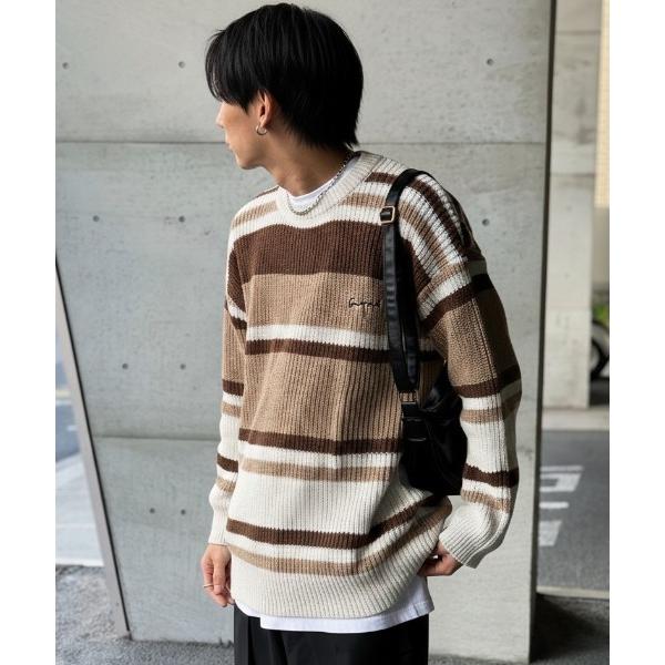 『セール実施中』ZOZO問い合わせ番号:89664996ショップ:Teem Store，チームストアブランド:link lot，リンクロット商品名:オーバーサイズ ルーズシルエット マルチボーダー ニットセーターカテゴリ:トップス>ニ...