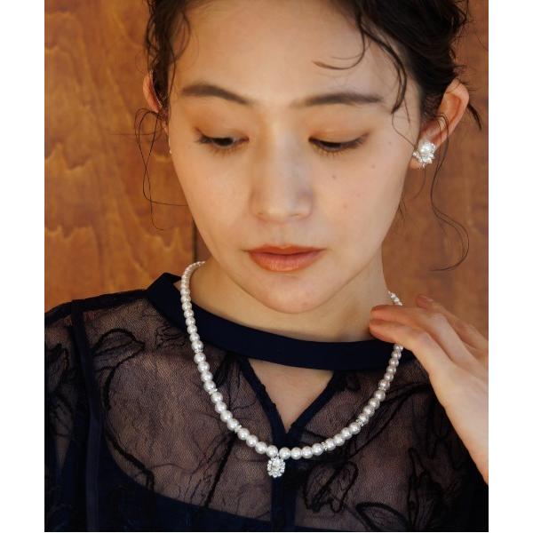 ネックレス パール×ビジュー マグネットネックレス/結婚式/パーティー レディース