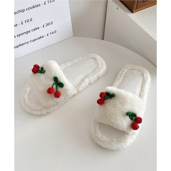 『タイムセール実施中』ZOZO問い合わせ番号:89860410ショップ:Lace Ladies，レースレディースブランド:Lace Ladies，レースレディース商品名:チェリー モチーフ付き オープン ファー スリッパカテゴリ:インテリア...