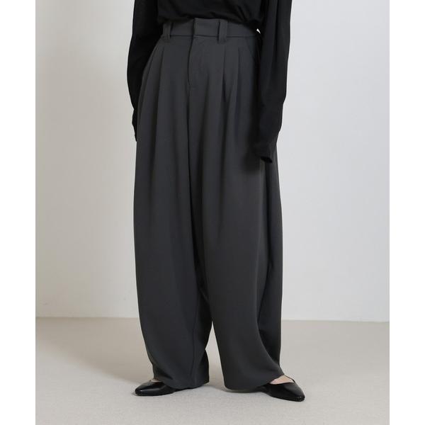 ワイドパンツ スラックス パンツ カットジョーゼットバルーンスラックス レディース