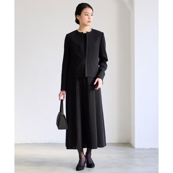 『セール実施中』ZOZO問い合わせ番号:89928534ショップ:AIMER，エメブランド:AIMER，エメ商品名:【喪服・礼服】マシンウォッシャブル サテン切替ノーカラージャケット・Aラインワンピース 2点セットブラックフォーマルアンサン...