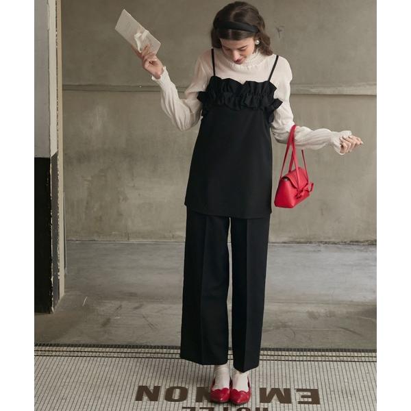 ZOZO問い合わせ番号:89997214ショップ:BONLECILL，ボンルシールブランド:BONLECILL noir，ボンルシールノワール，BONLECILL，ボンルシール商品名:【BONLECILL noir】レイヤード風フリルオール...