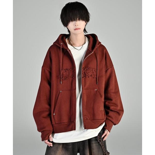 パーカー heavy weight logo semi short vintage double zip parker/ヘビーウェイトロゴセミショート