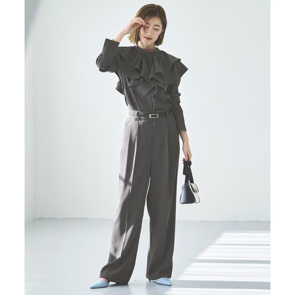 ZOZO問い合わせ番号:90424021ショップ:RUIRUE BOUTIQUE，ルイルエブティックブランド:RUIRUE BOUTIQUE，ルイルエブティック商品名:オケージョンドレス 結婚式 ｜ ダブルフリルカラー トップス ＆ タック...