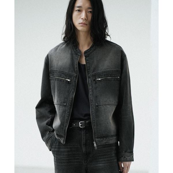 デニムジャケット gジャン VINTAGE WASHED DENIM ZIP MOTO JACKET メンズ レディース