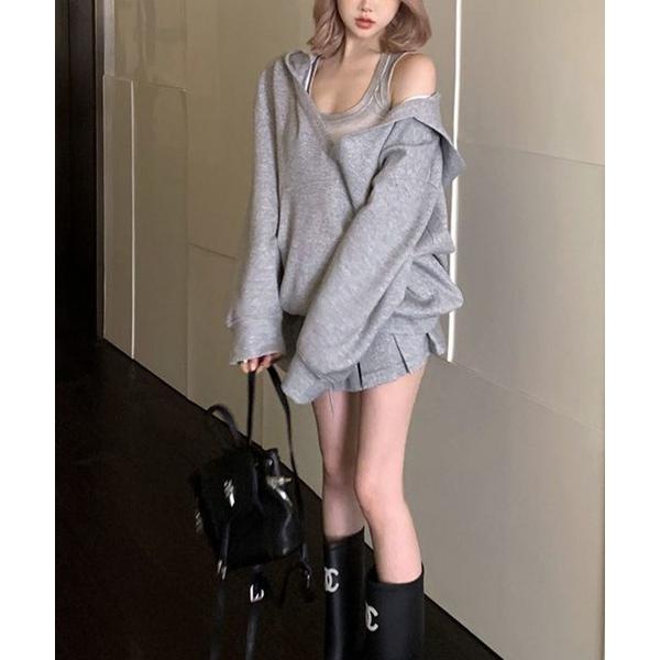 『タイムセール実施中』ZOZO問い合わせ番号:90789177ショップ:me Jane，ミージェーンブランド:meJane，ミージェーン商品名:オーバースウェットフーディー×プリーツミニスカート×タンクトップ ３点セットアップカテゴリ:ジャ...