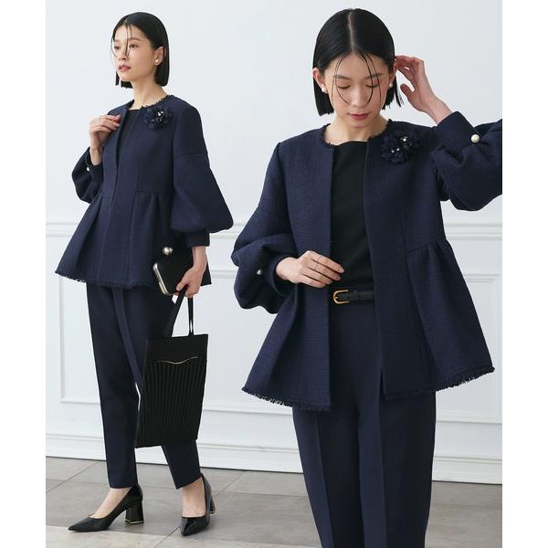 ZOZO問い合わせ番号:90858306ショップ:RUIRUE BOUTIQUE，ルイルエブティックブランド:RUIRUE BOUTIQUE，ルイルエブティック商品名:ストレッチ ｜ ノーカラー ツイード ペプラム パンツスーツ ｜ 入学式...