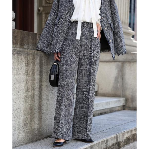 『タイムセール実施中』ZOZO問い合わせ番号:91072681ショップ:Bonjour Sagan，ボンジュールサガンブランド:Bonjour Sagan，ボンジュールサガン商品名:センタープレスツイードストレートパンツカテゴリ:パンツ&g...