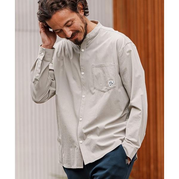 シャツ ms5944- cool touch band collar shirts with heart patch バンドカラーシャツ メンズ