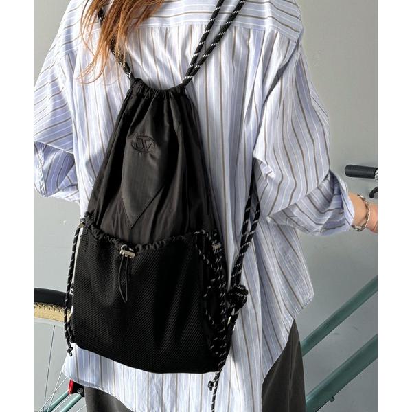 デイバック リュック 「JaVaジャバコラボ」軽量×大容量。メッシュ使いドローコード ナップサック レディース