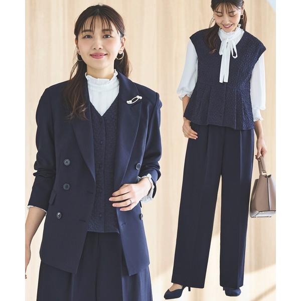 ZOZO問い合わせ番号:91144614ショップ:RUIRUE BOUTIQUE，ルイルエブティックブランド:RUIRUE BOUTIQUE，ルイルエブティック商品名:ストレッチ ｜ ピークドラペル ダブルジャケット ＆ プリーツ トップス...