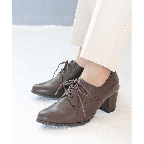 パンプス 軽量 ゴムスリット付きレースアップブーティ